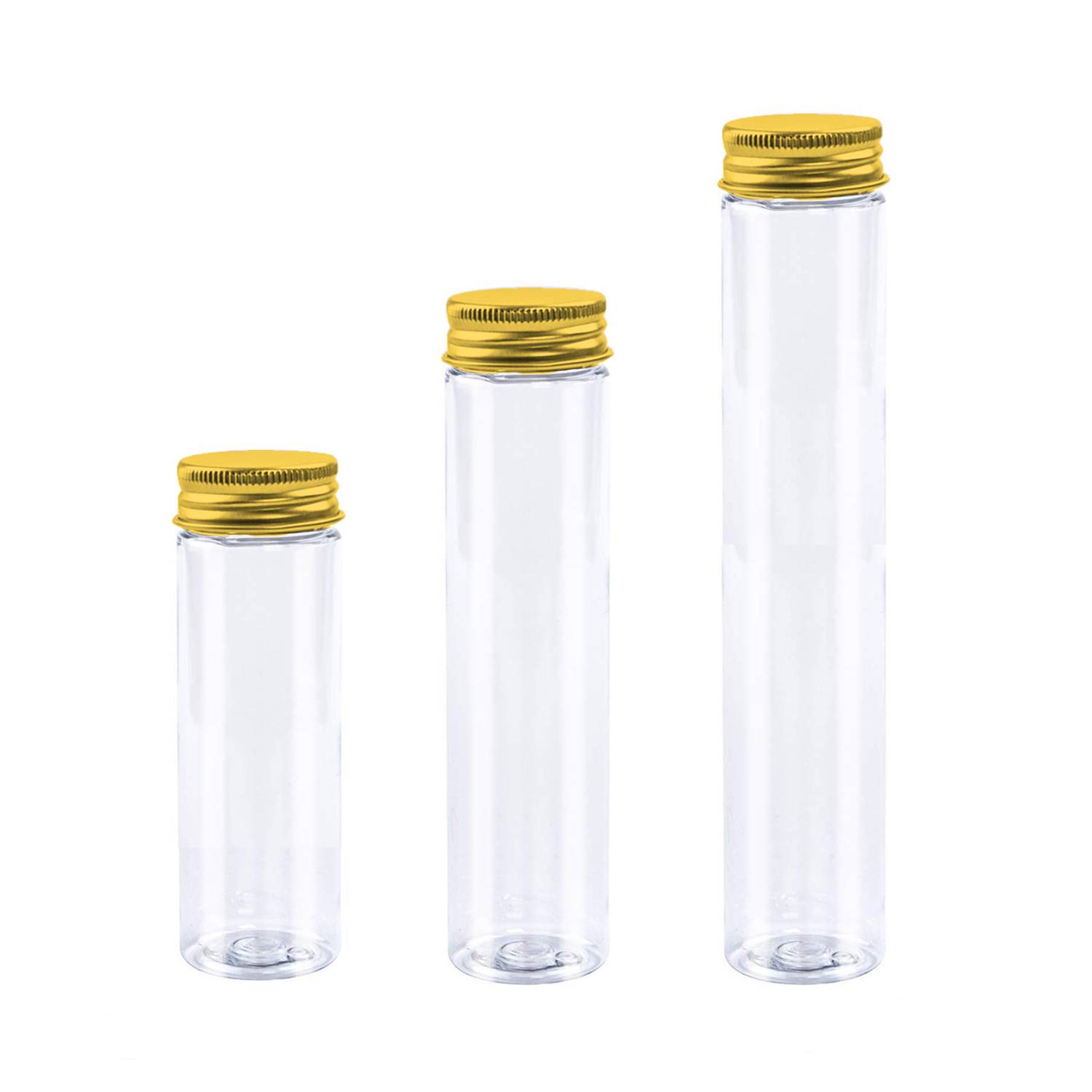 Customized 100ml 32*143mm Flat Round Pet Plastic Test Tube With Aluminum Screw Cap For Package Storage